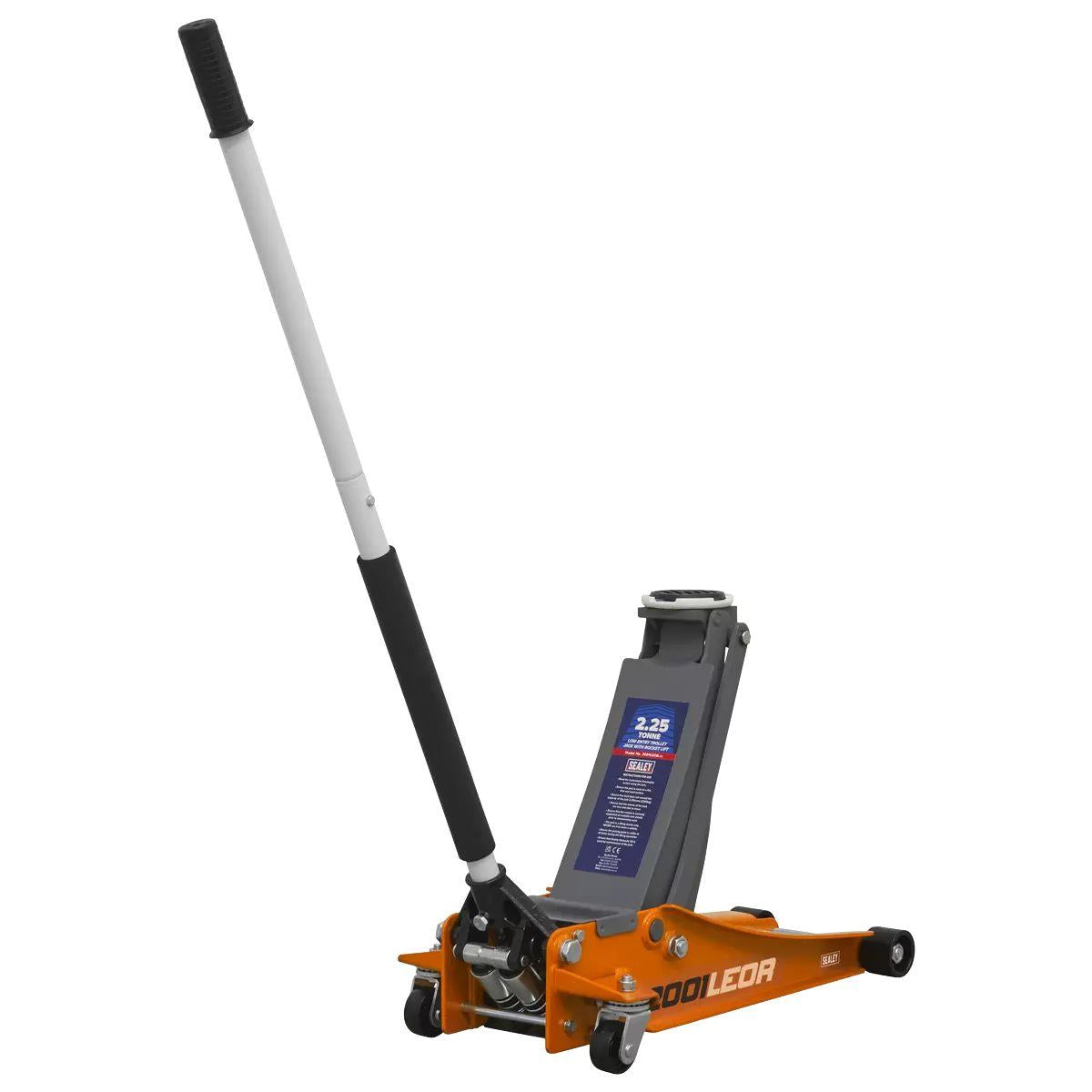 Sealey 2001LEOR Trolley Jack 2.25tonne Low Entry Rocket Lift Orange