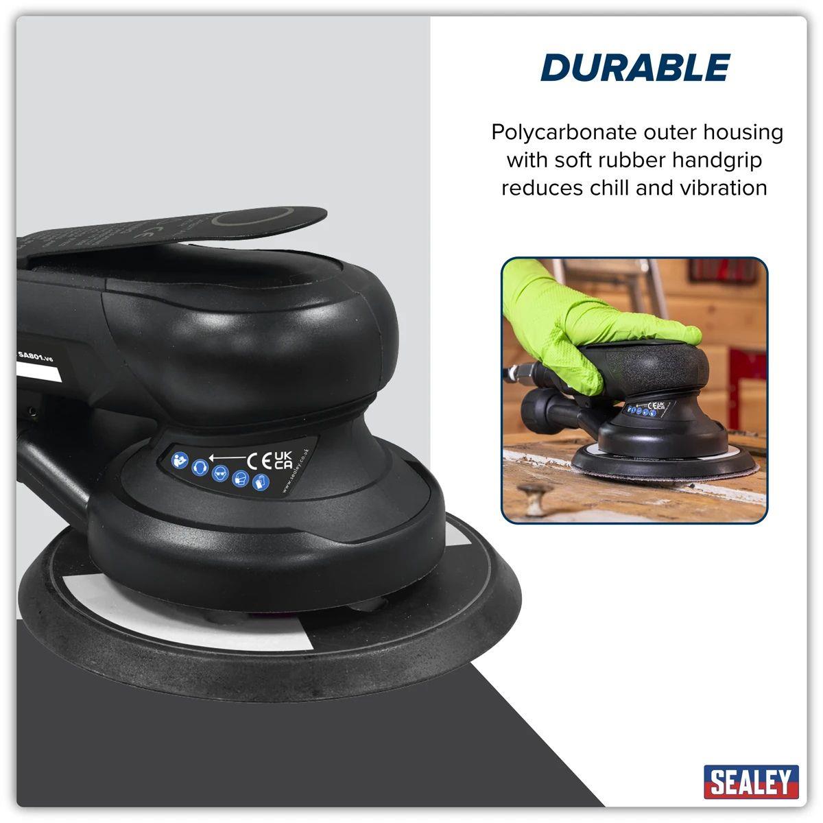 Sealey SA801 Air Palm Orbital Sander 150mm Dust-Free