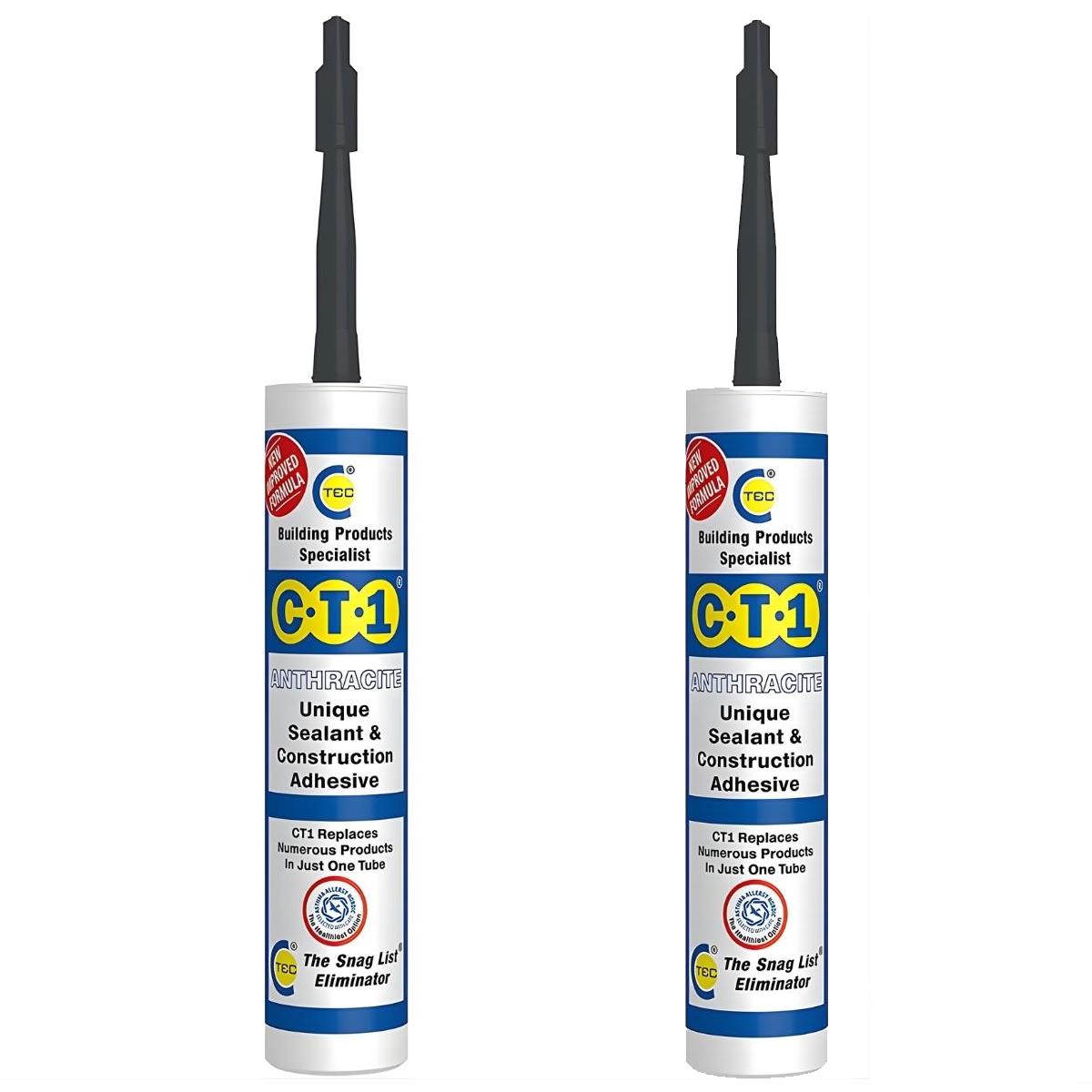 C-TEC CT1 290ml Unique Sealant & Construction Adhesive Anthracite Pack of 2