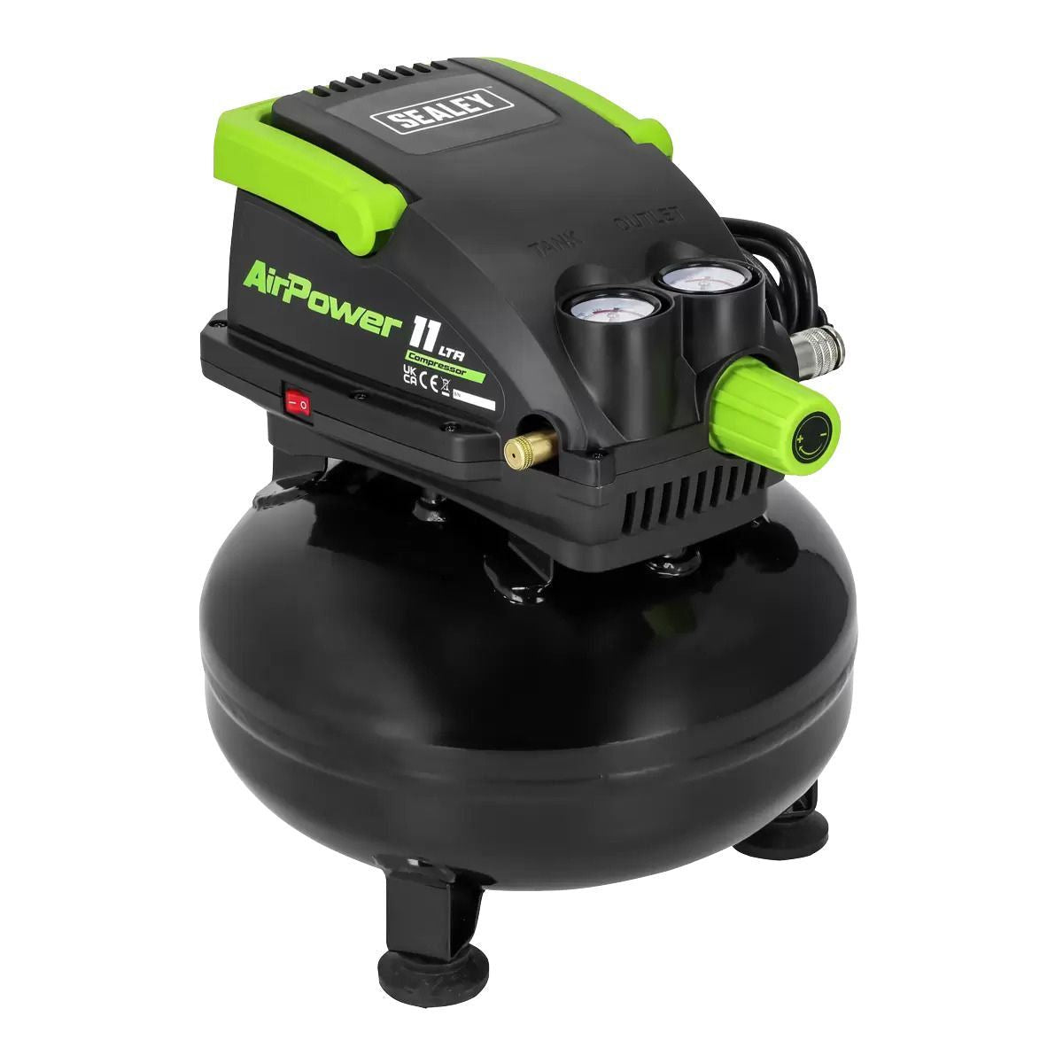 Sealey SAC1100 11L Oil-Free Air Compressor 0.5HP Direct Drive for Efficient, Low Maintenance Performance