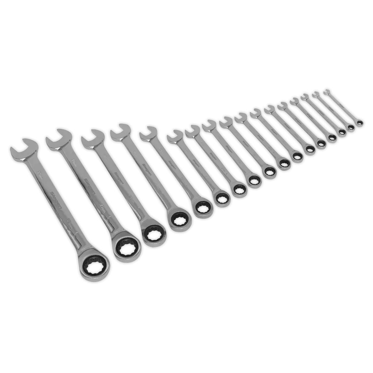 Sealey S01156 Combination Ratchet Spanner Set 17pc