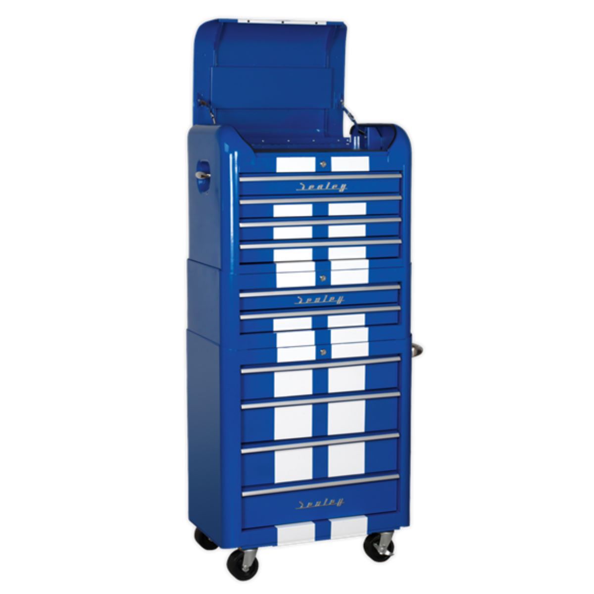 Sealey AP28COMBO2BWS 10 Drawer Retro Style Rollcab Blue and White