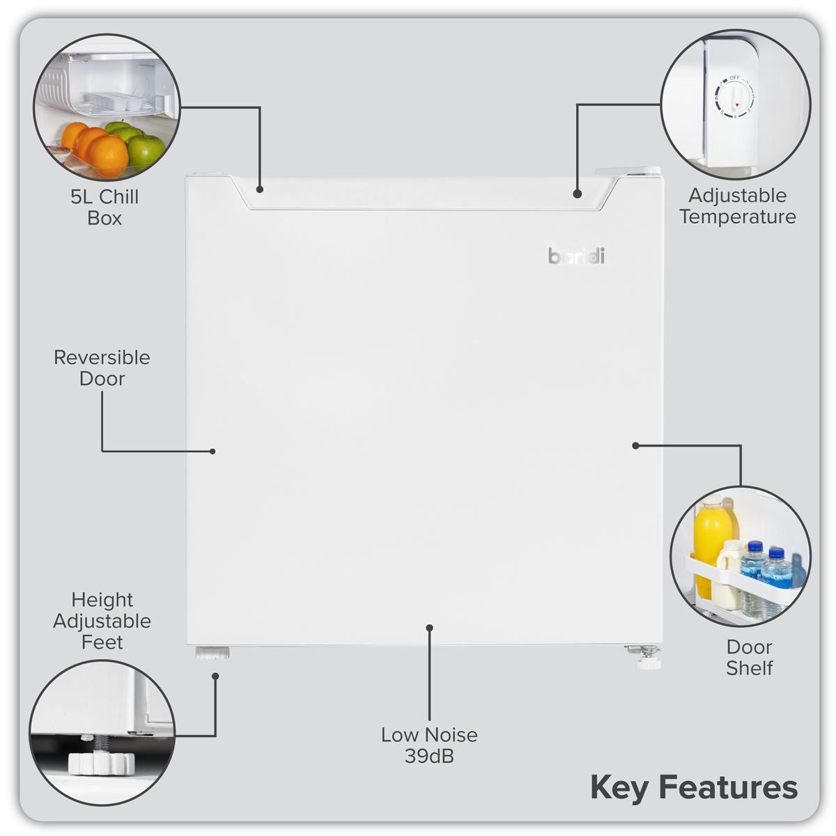 Sealey DH256 Baridi Tabletop Fridge with Ice Box 46L Capacity White