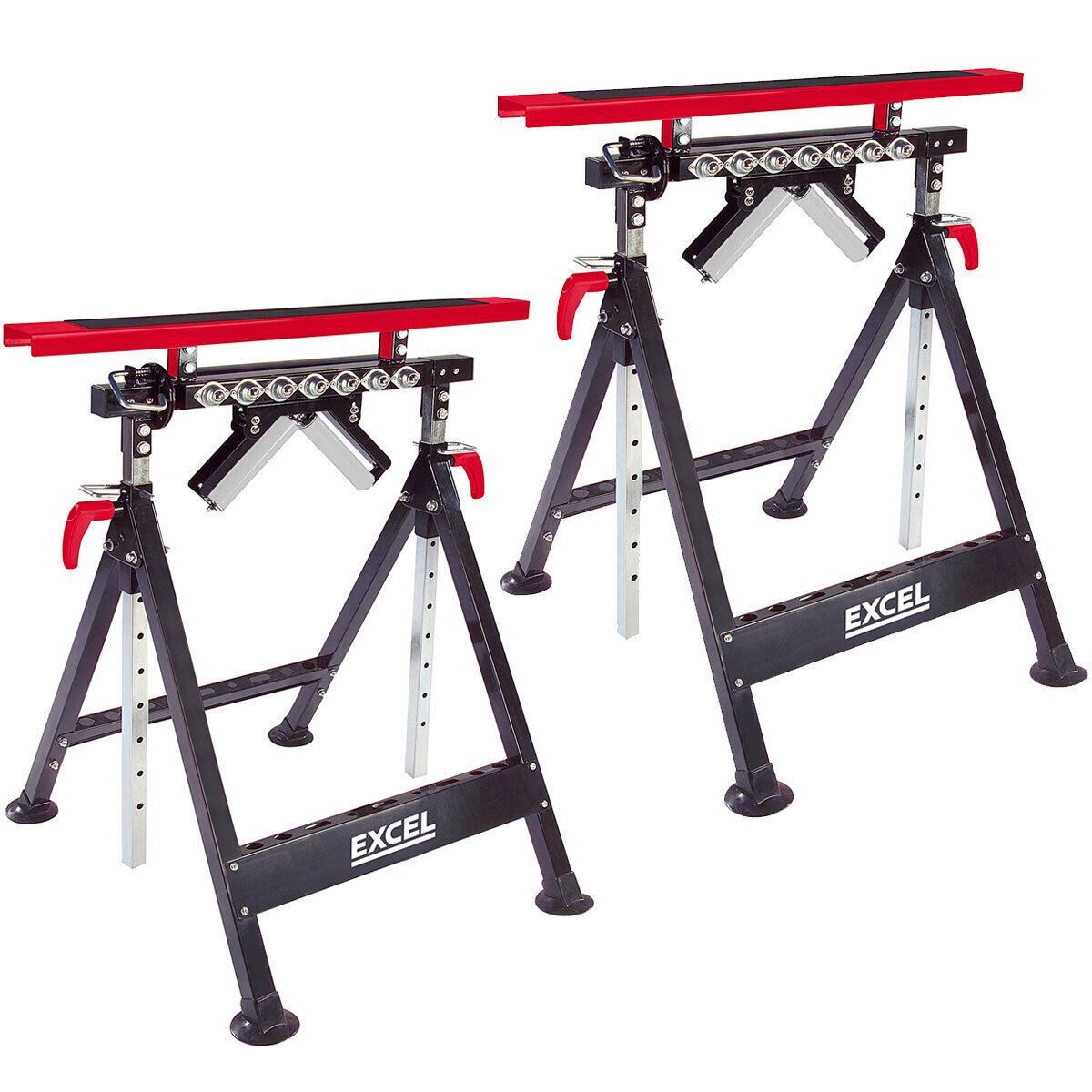 Excel Multi-Function 4 in 1 Workbench Table Trestle Roller Stand Adjustable Height Pack of 2