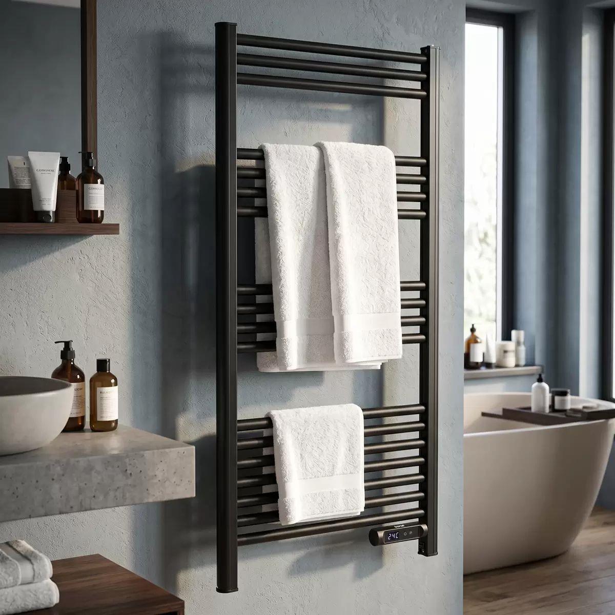 Sealey DH371 Baridi Electric Heated Towel Rail 1085 x 535mm with LED Display Black 230V