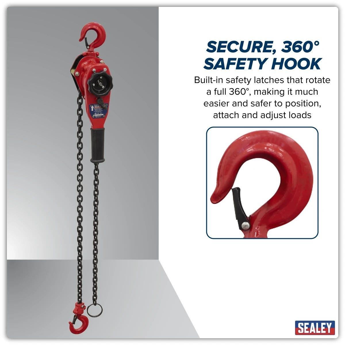 Sealey LH1000 1000kg Capacity Steel Lever Hoist