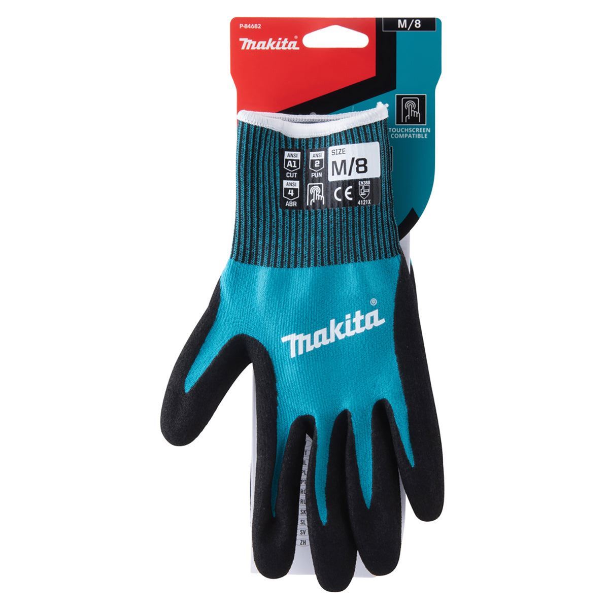 Makita P-84682 Fitknit Cut Level 1 Nitrile Coated Dipped Gloves Size Medium