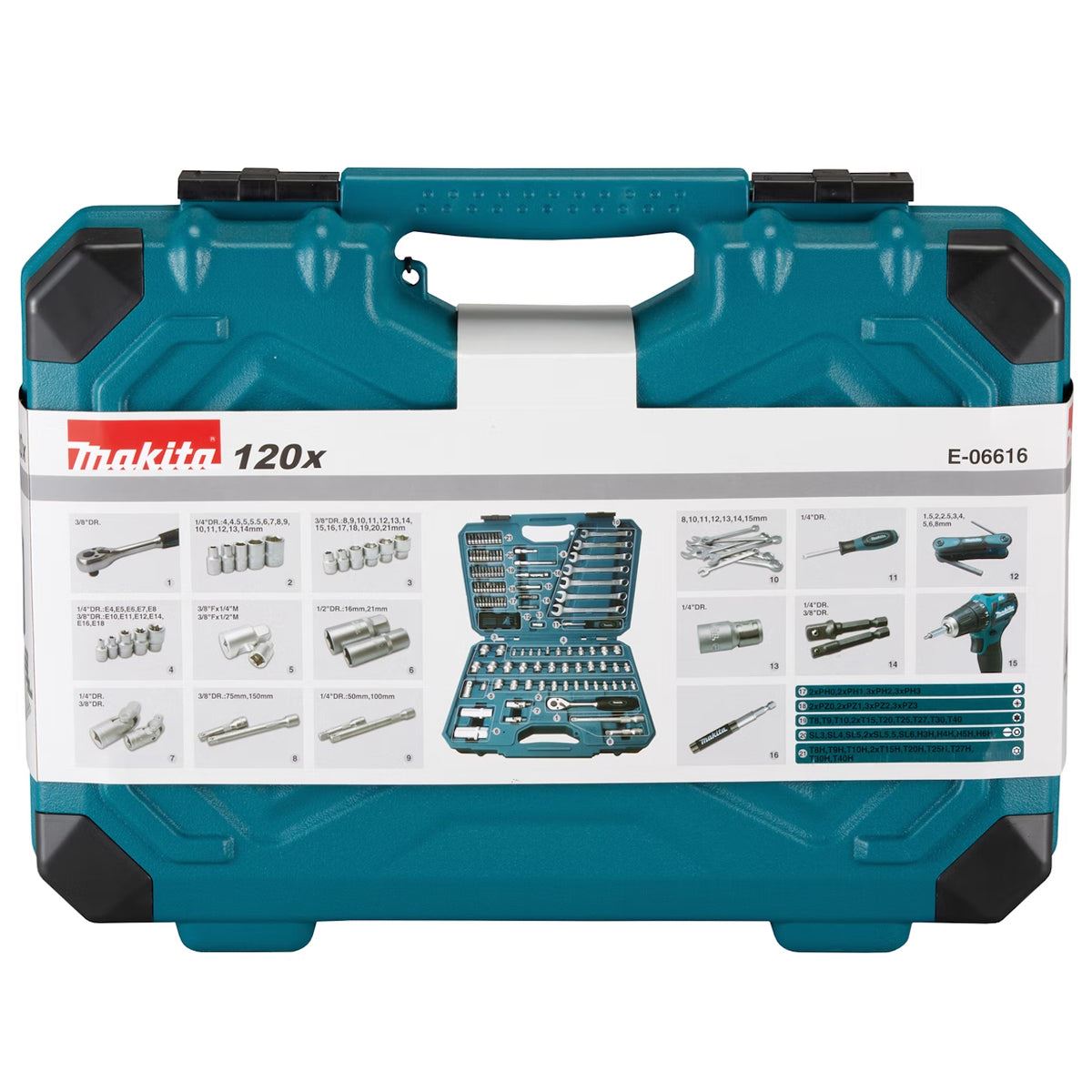 Makita E-06616 Hand Tool & Screw Bit Set of 120 Piece