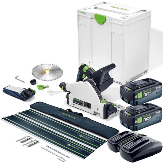 Festool TSC 55 KEB-Basic 36V Brushless 160mm Plunge Cut Saw 578738 with 2 x 8.0Ah Battery & Guide Rail Kit