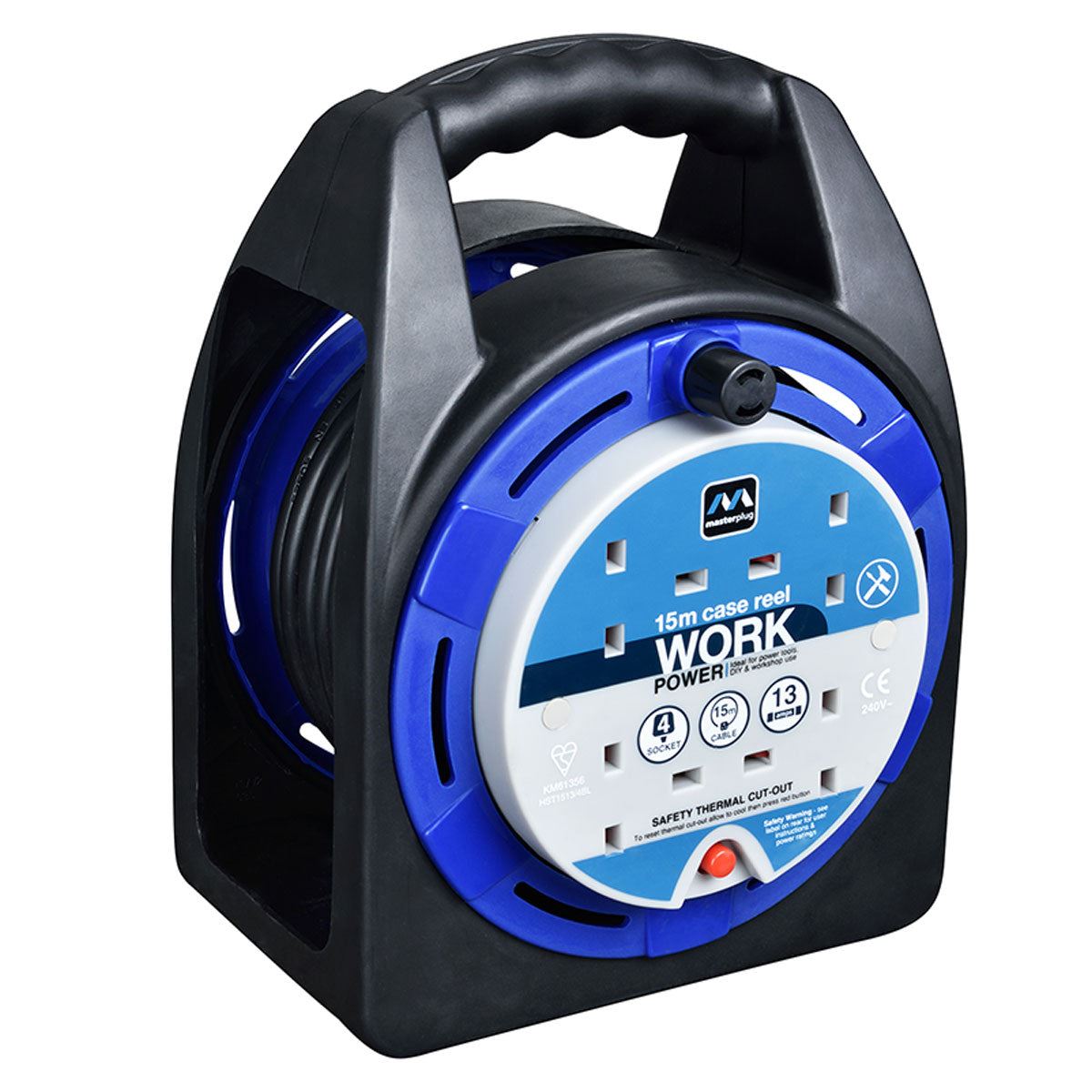 Masterplug Case Cable Reel 13A 4-Socket 15M 240V HST1513/4BL-MP