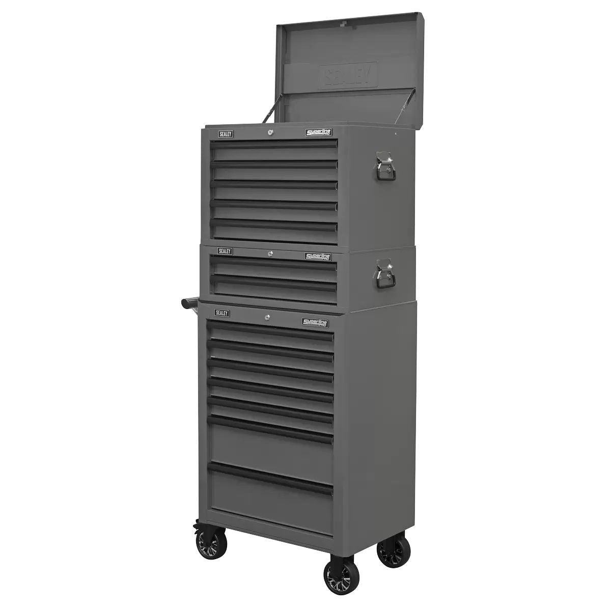 Sealey APSTACKTGR Top chest Roll cab Combination 14 Drawer with Ball-Bearing Slides Grey