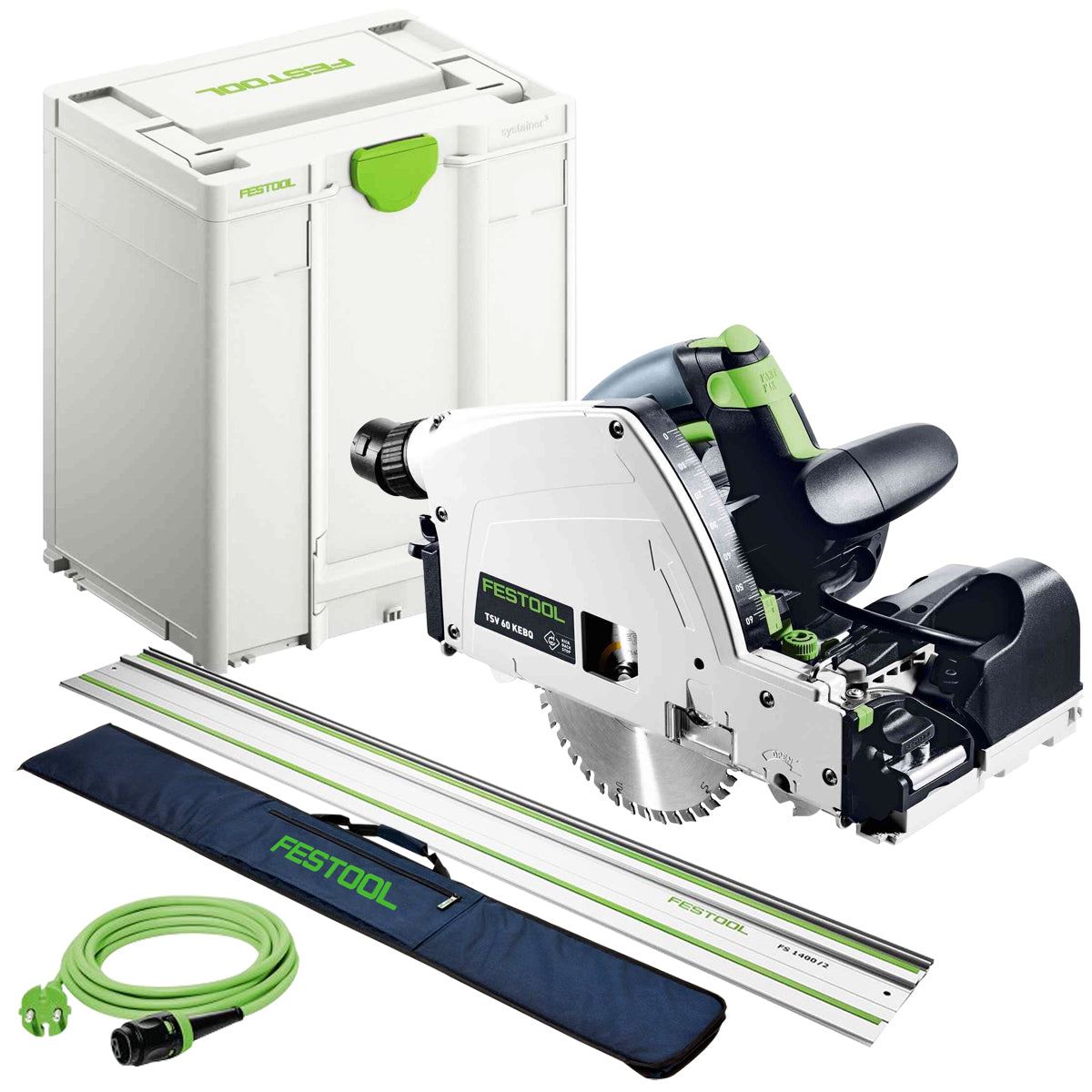 Festool TSV 60 KEB-Plus 110V GB Plunge-Cut Saw - 576734 With 1 x Guide Rail FS 1400/2 & Bag