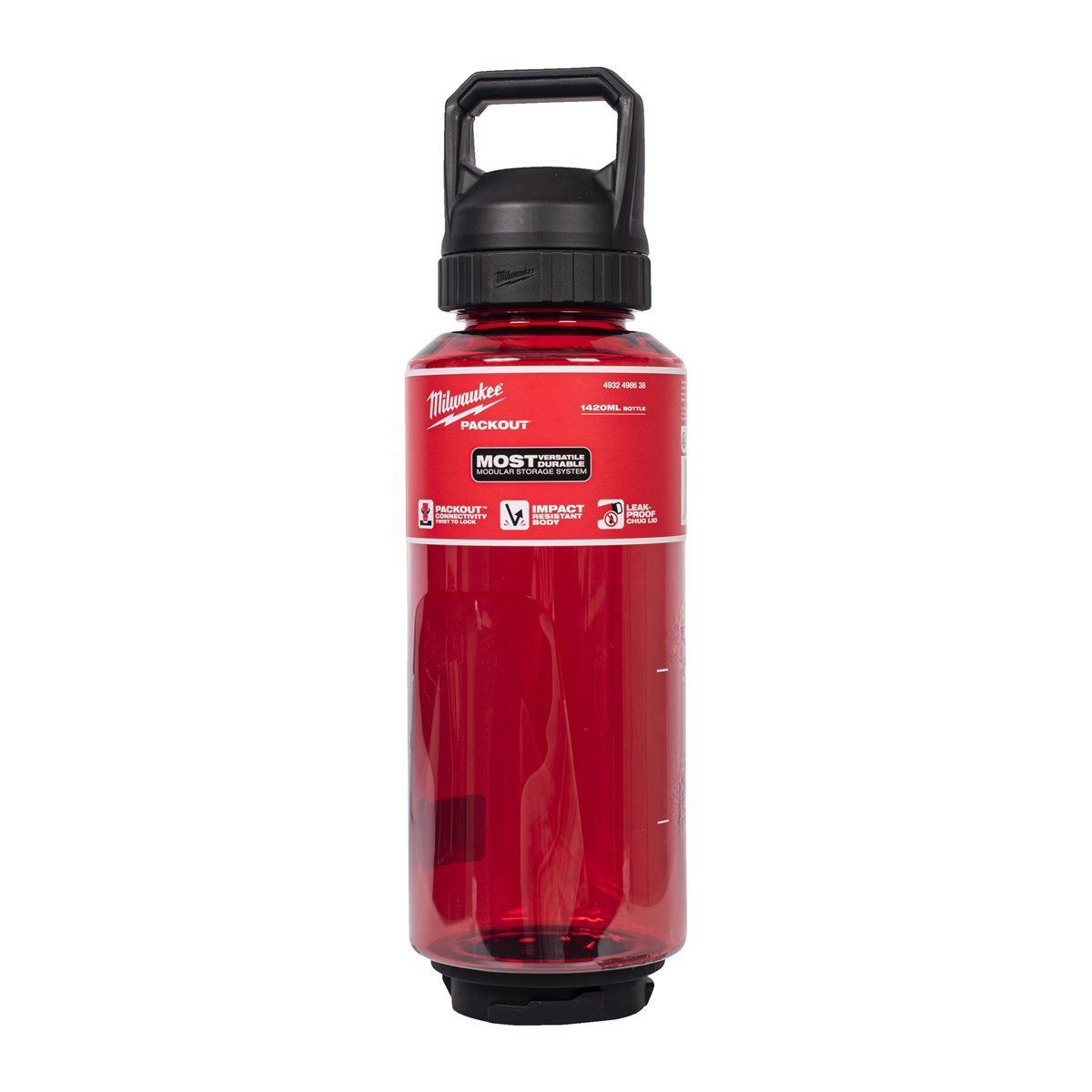 Milwaukee Packout 1420ml Plastic Bottle with Chug Lid Red 4932498638
