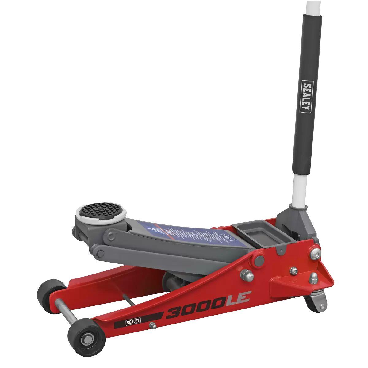 Sealey 3000LE Trolley Jack 3 tonne Low Entry Rocket Lift Red Mechanics