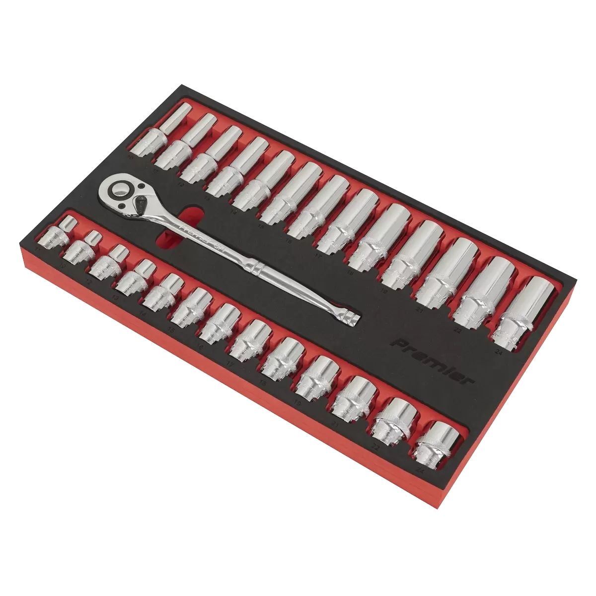 Sealey AK66723 Ratchet Wrench & Socket Set 1/2