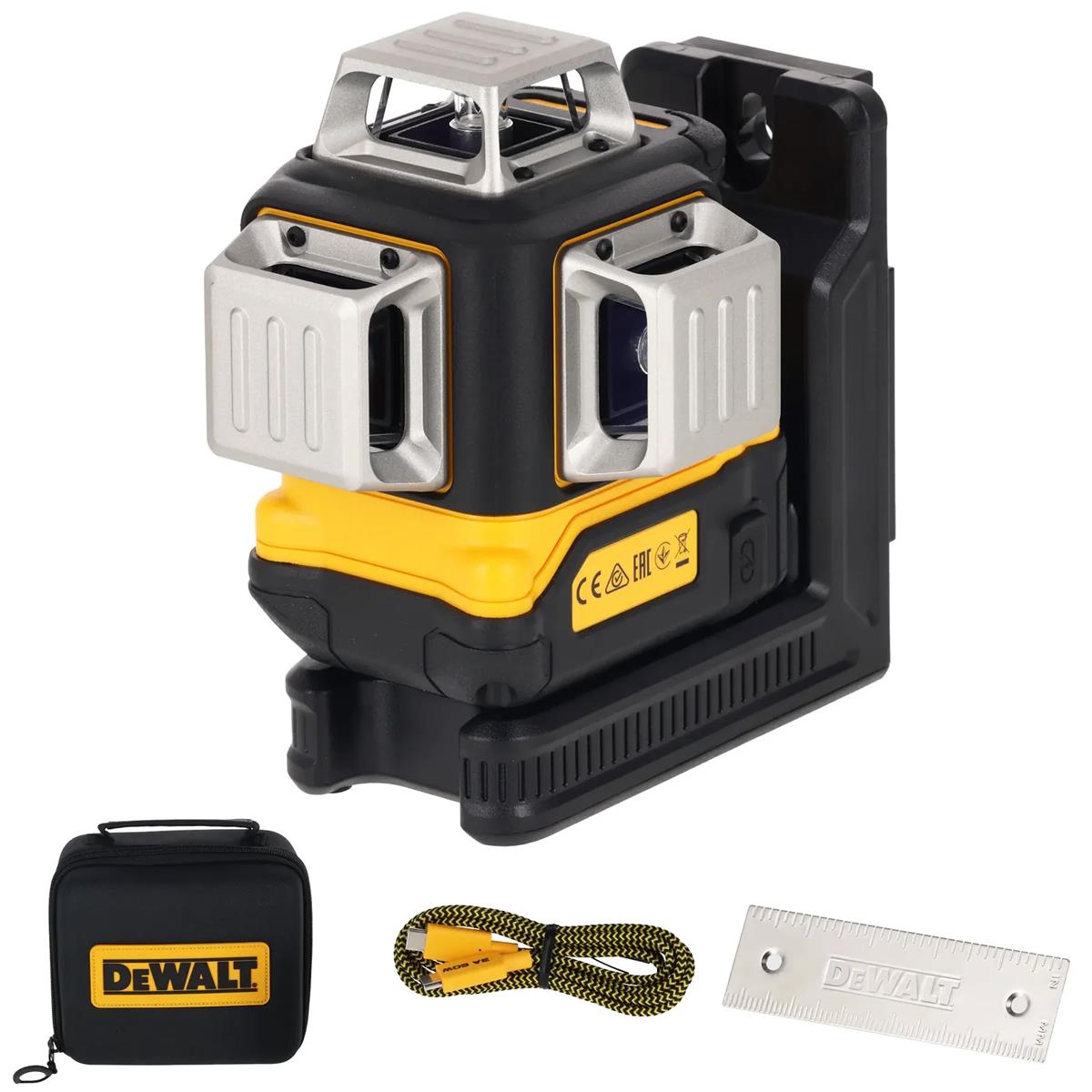 Dewalt DCLE14361GB-XJ USB-C Rechargeable 3 x 360° Green Beam Laser Level