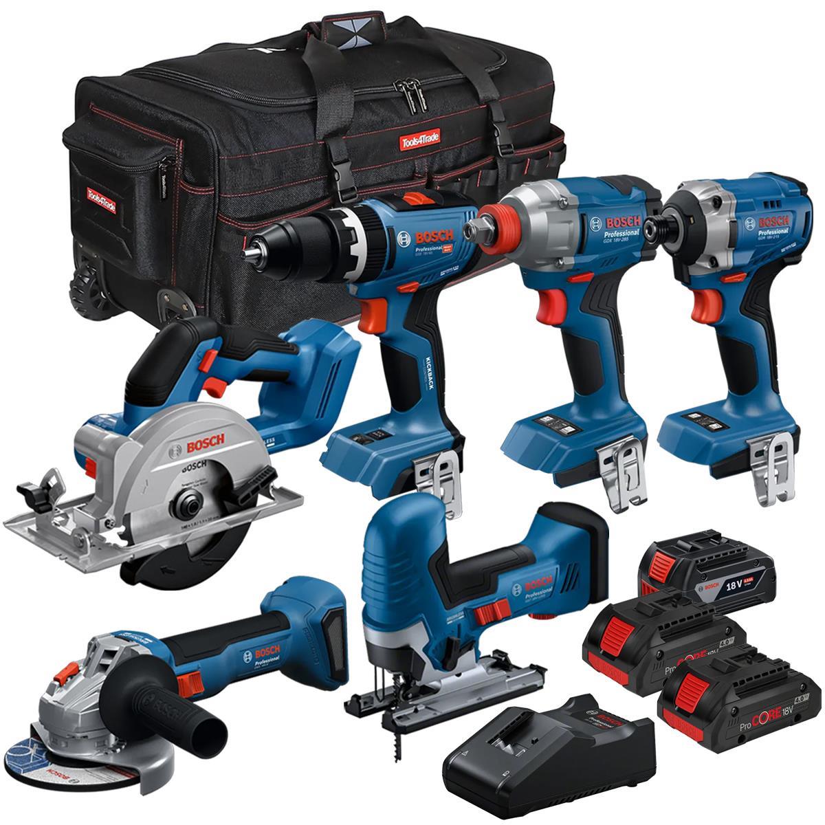 Bosch 18V 6 Piece Brushless Combo Tool Kit with 3 x Batteries & Charger T4TKIT-28129