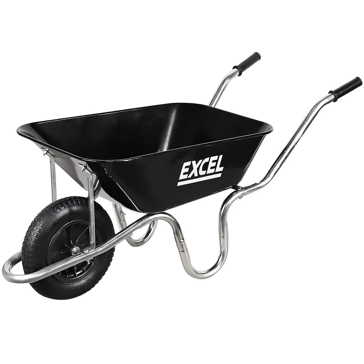 Excel Silver/Black Wheelbarrow with 100L Steel Tray
