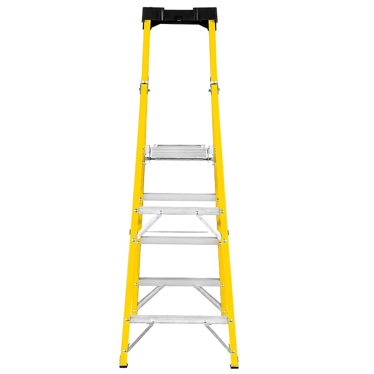 Excel Electricians Fibreglass Platform Step Ladder 4 Tread 1.57m EN131 Yellow