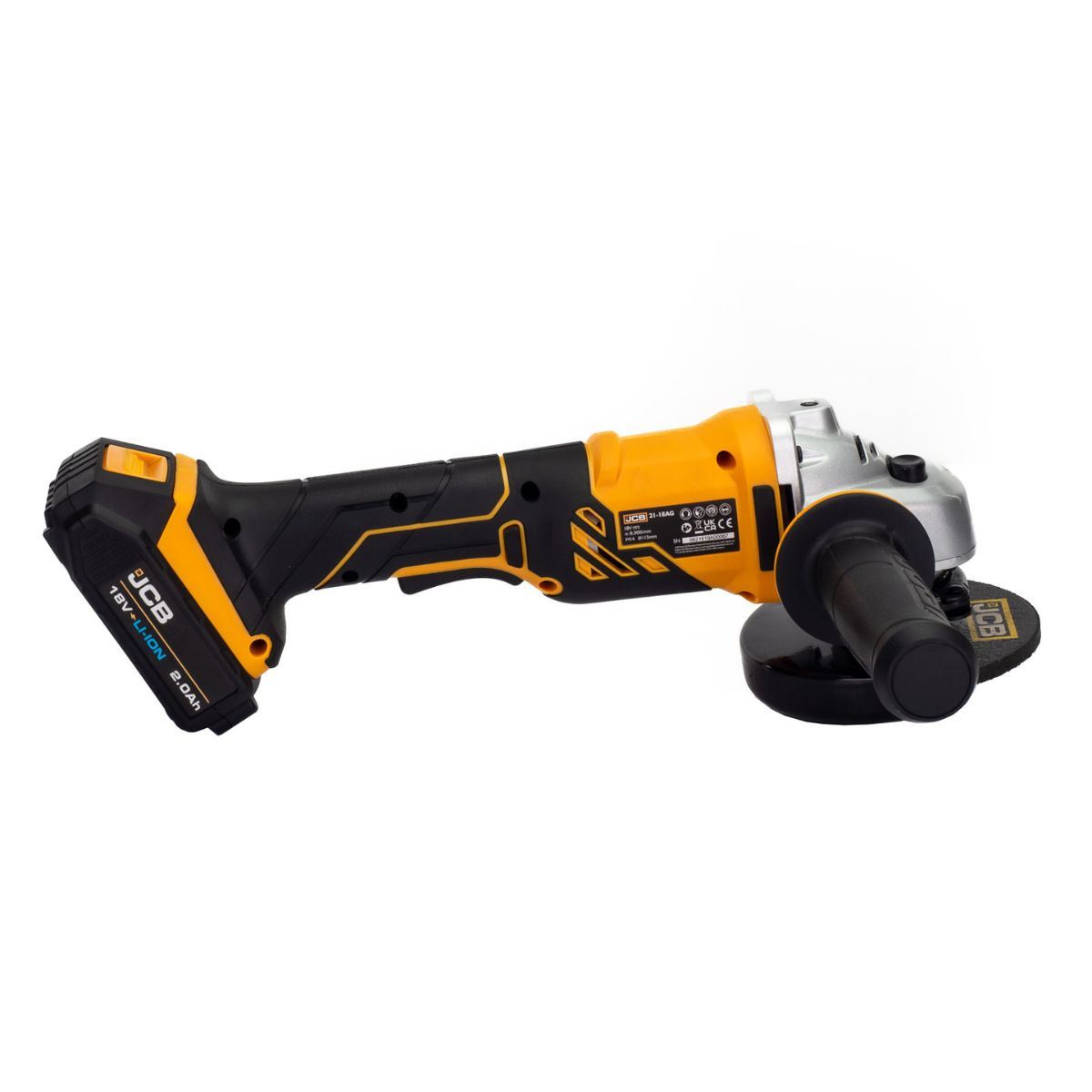 JCB 18AG-2-V2 18V Cordless Angle Grinder 115mm with 2 x 2.0Ah Batteries & 1 x 2.4A Fast Charger