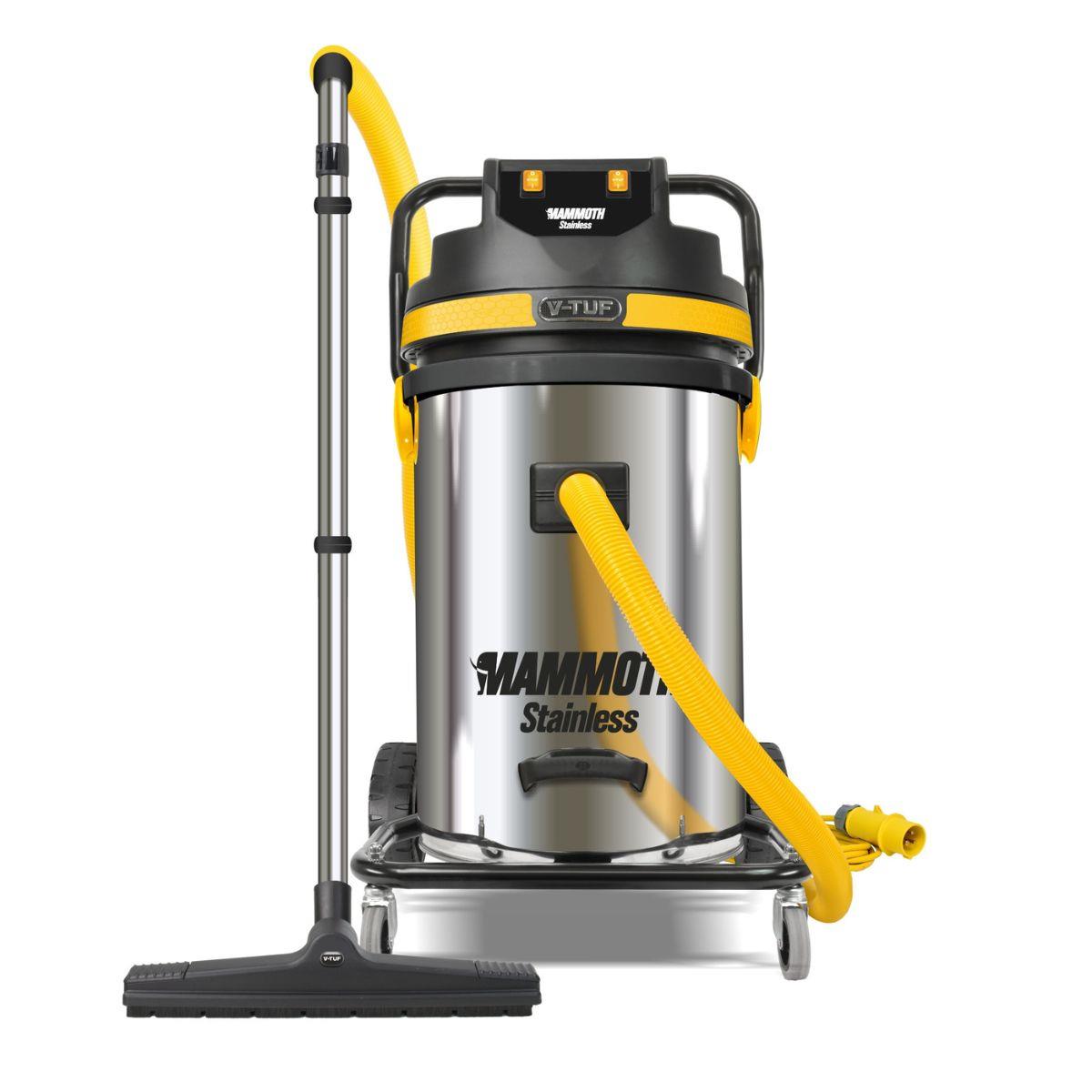 V-TUF MAMMOTH110-STAINLESS 80L Wet & Dry Twin Motor Industrial Vacuum Cleaner Mammoth 110V Power Stainless Steel
