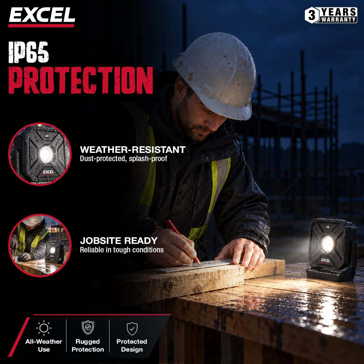 Excel 1000 Lumens LED Magnetic Rechargeable Work Light