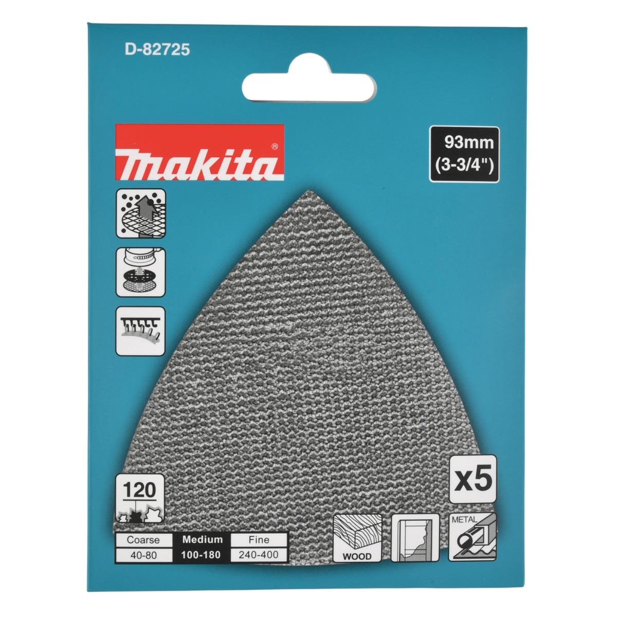 Makita D-82725 Triangular Net Sanding Pad 93mm A120 Pack of 5