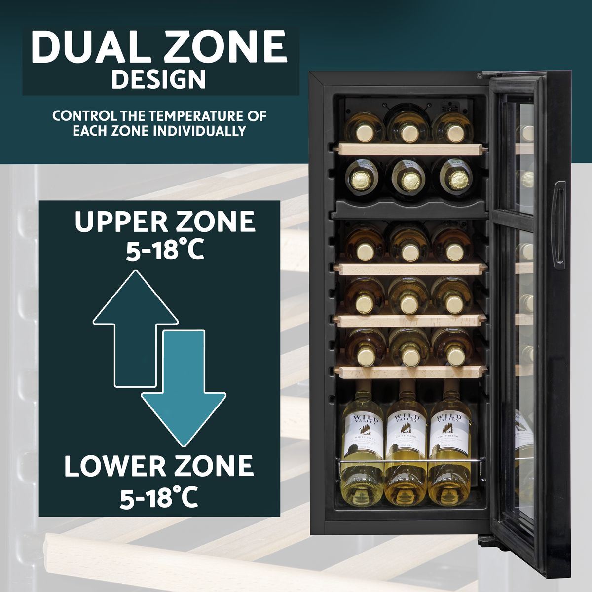 Sealey DH89 Baridi 18 Bottle Dual Zone Drinks Fridge & Cooler