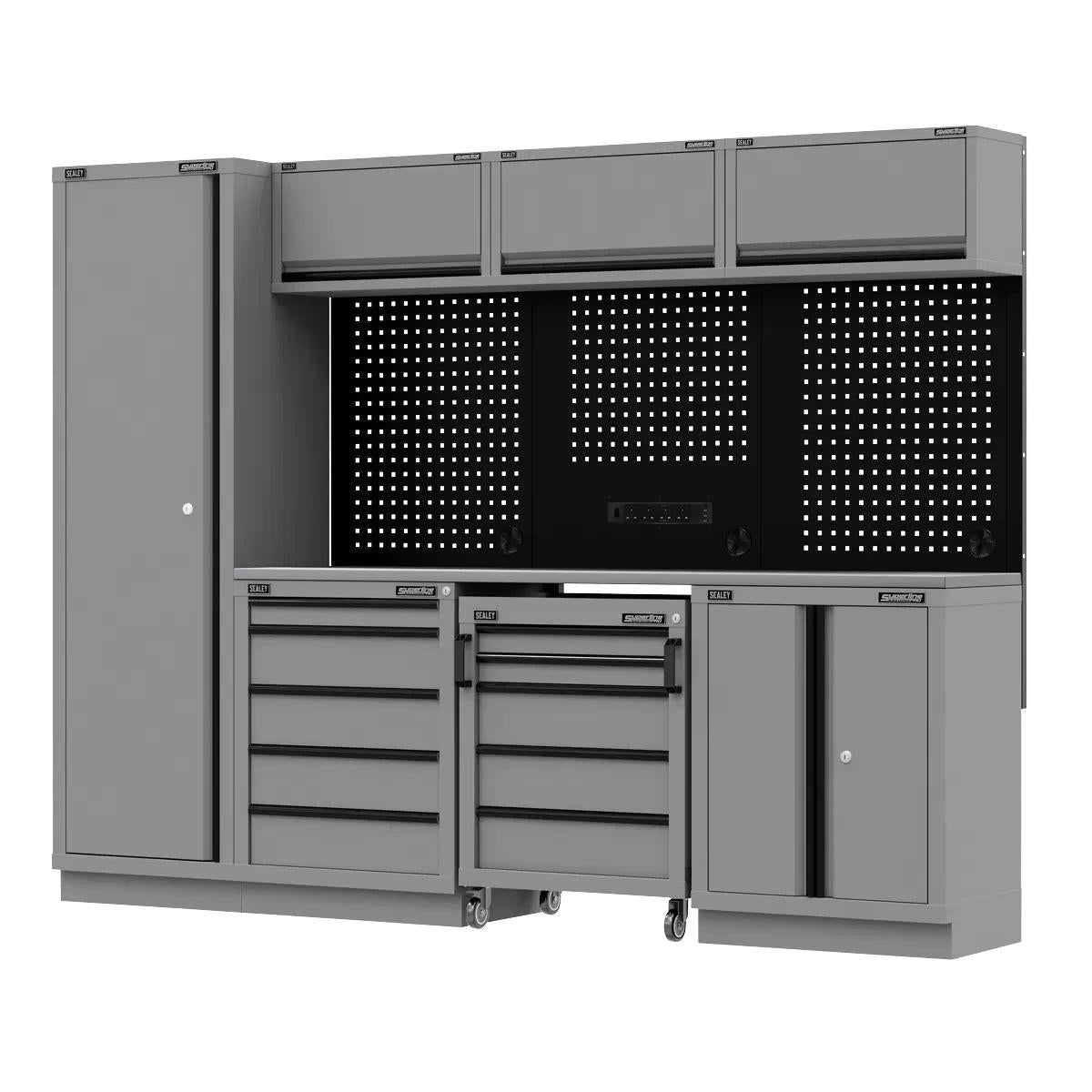 Sealey APMSBESTACK02SS Superline PRO Black Edition Storage System with Stainless Worktop 2.64m