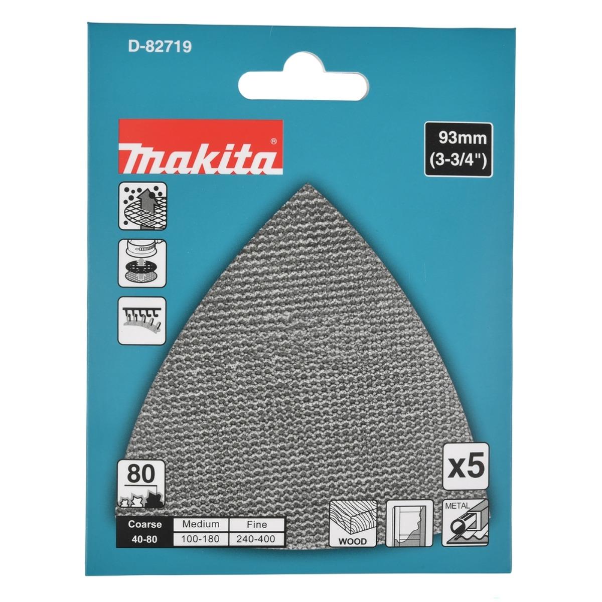 Makita D-82719 Triangular Net Sanding Pad 93mm A80 Pack of 5