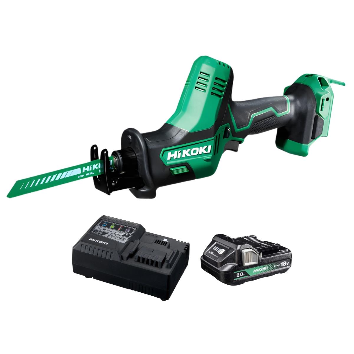 HiKOKI CR18DAJ4Z 18V Compact Reciprocating Saw With 1 x 2.0Ah Battery & Charger