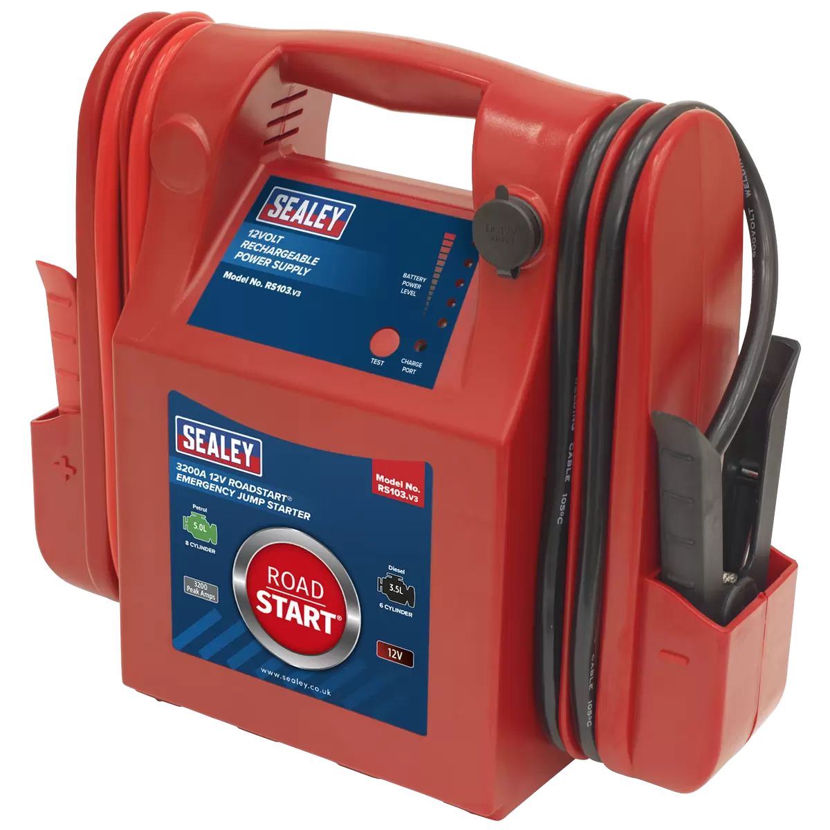 Sealey RS103 12V RoadStart Emergency Power Pack 3200 Peak Amps