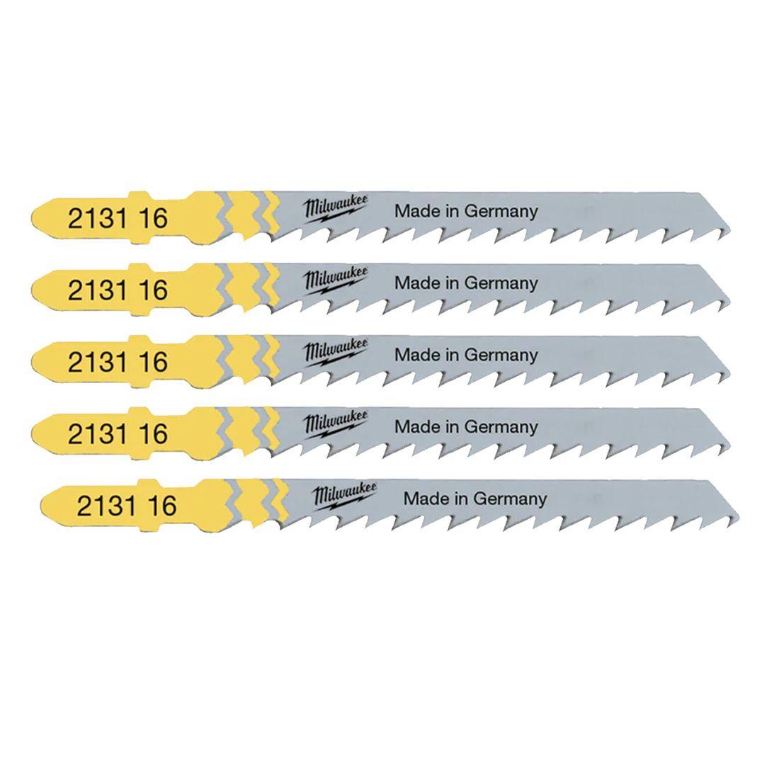 Milwaukee T144D 75mm x 4mm Fast Cut Jigsaw Blade for Wood Pack of 5 4932213116