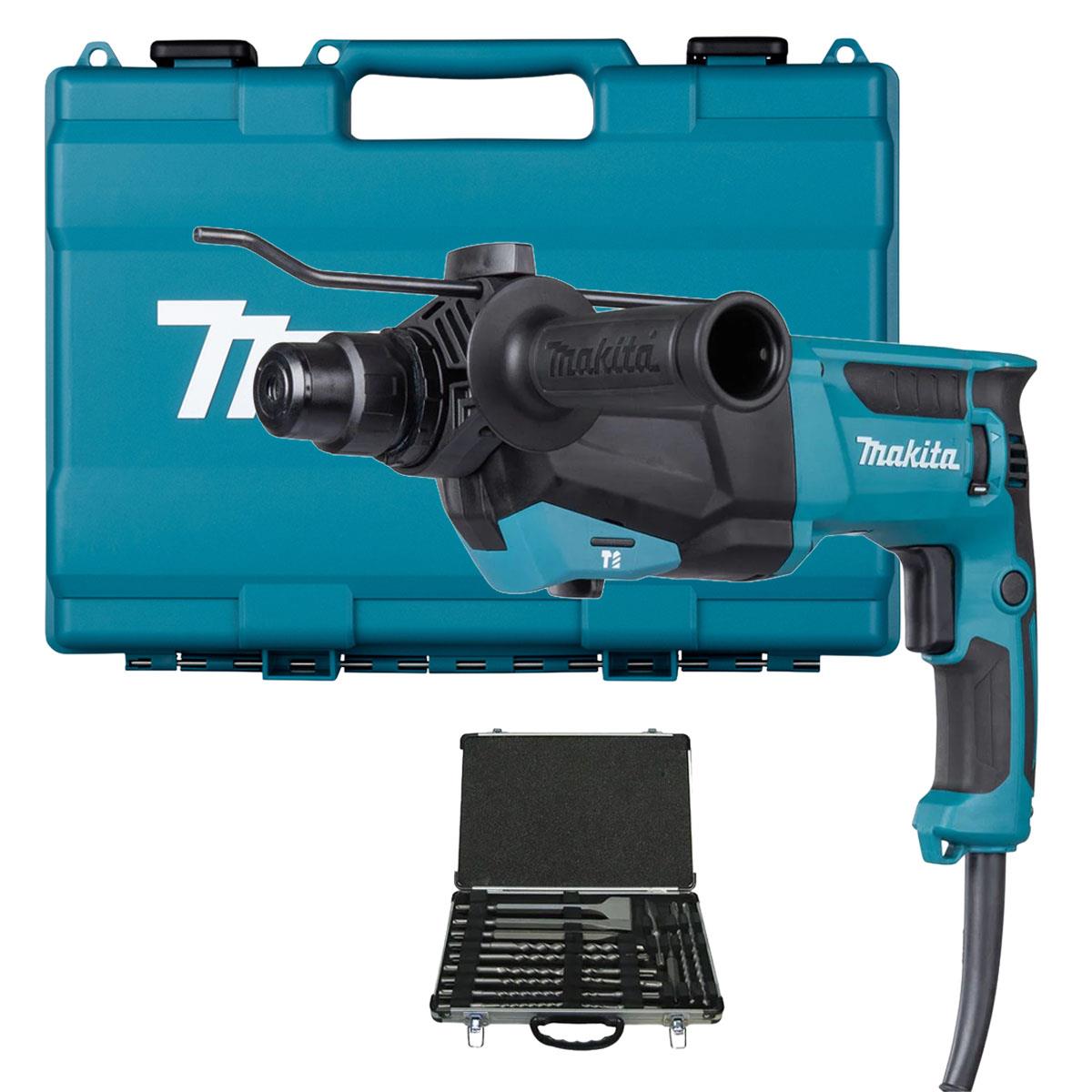 Makita HR2670/2 26mm SDS+ Rotary Hammer Drill With D-21200 17 Piece Drill Bit Set
