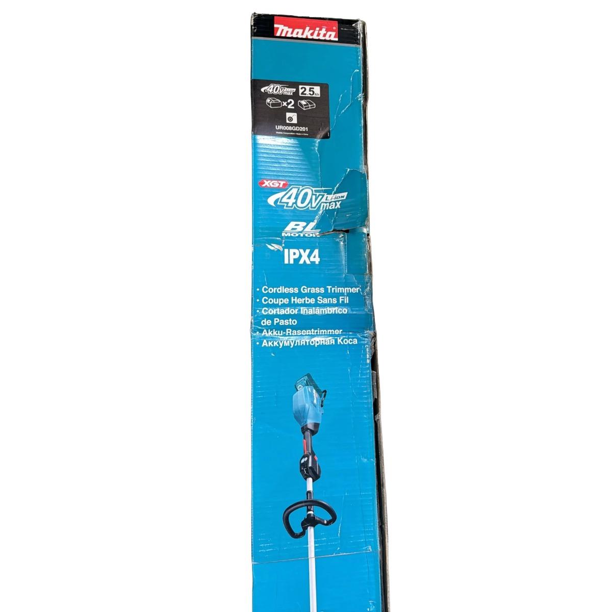 Makita UR008GD201 40V XGT Brushless Line Trimmer 430mm With 2 x 2.5Ah Batteries & Charger Item Condition Box Opened Never Used