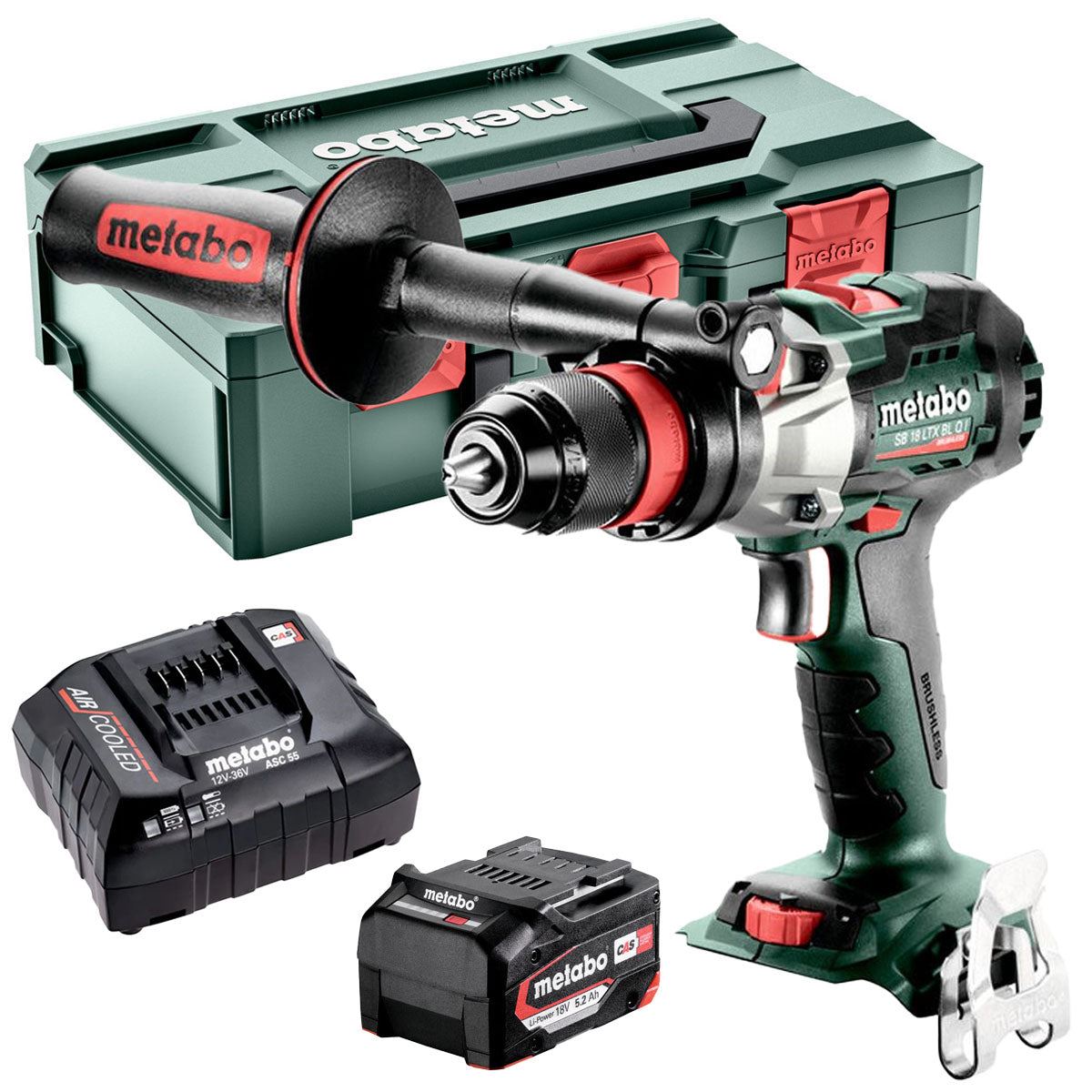 Metabo SB 18 LTX BL I 18V Brushless Combi Hammer Drill with 1 x 5.2Ah Battery Charger & Metabox