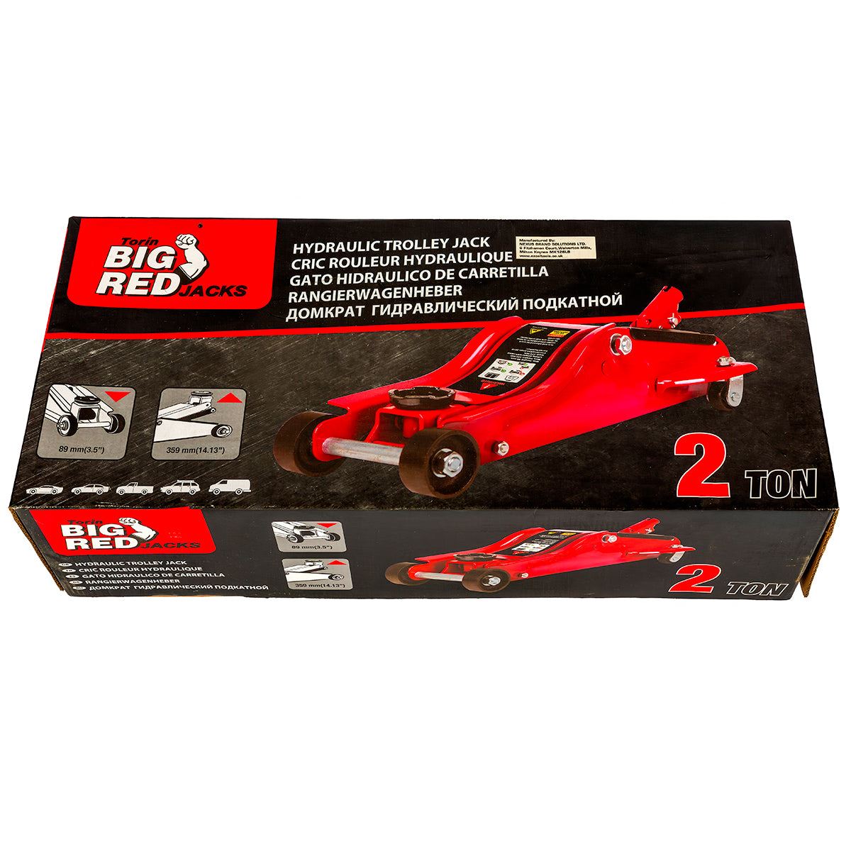 Big Red Torin 2-Ton Hydraulic Jack Low Profile Lifting Range 89-359 mm