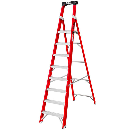 Excel Electricians Fibreglass Platform Step Ladder 8 Tread 2.51m EN131