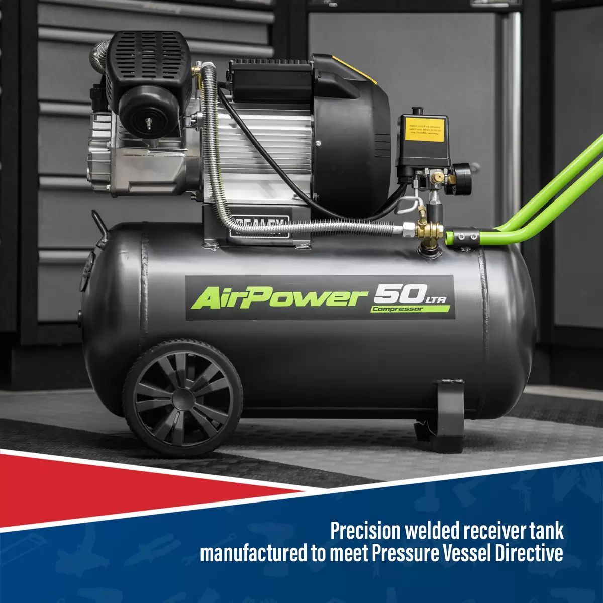 Sealey SAC5030VE 50L V-Twin Direct Drive Air Compressor 3hp/230V