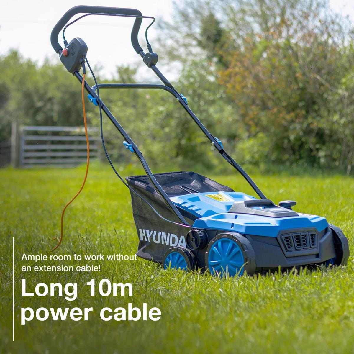 Hyundai HYSC1600E 36cm 2-in-1 Electric Lawn Scarifier and Aerator with 45L Collection Bag