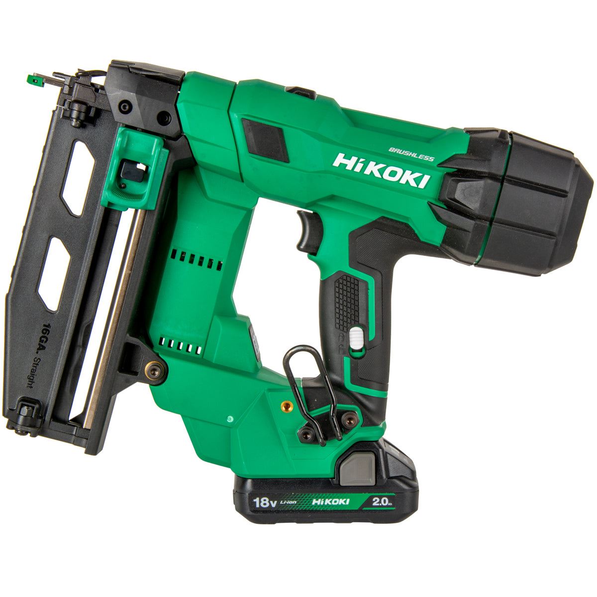 Hikoki NT1865DSAJXZ 18V Brushless 2nd Generation 16G Straight Finishing Nailer with 2 x 2.0Ah Battery Charger & Case