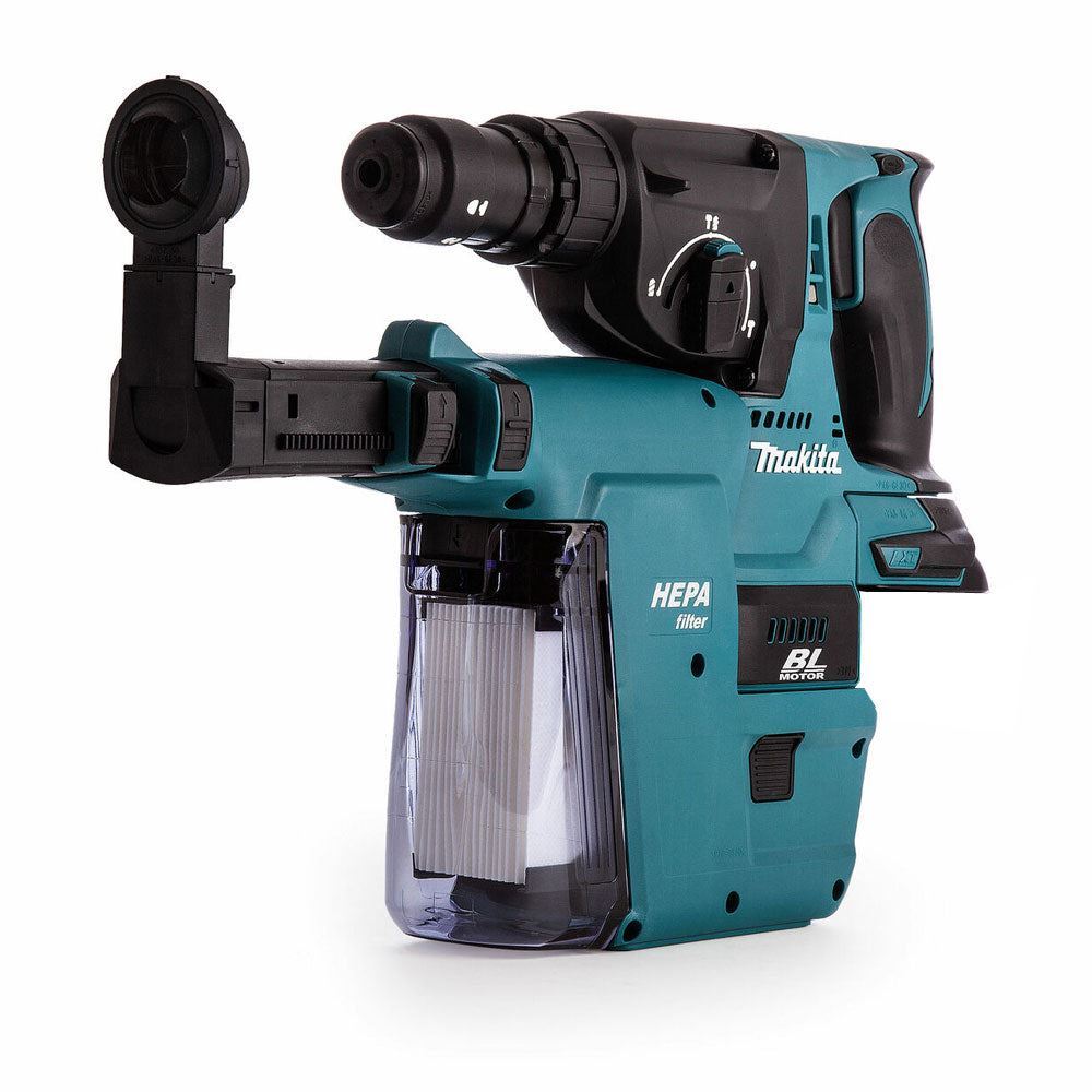 Makita DHR243Z 18V LXT Brushless 24mm SDS+ Rotary Hammer Drill With Case & Dust Extraction System