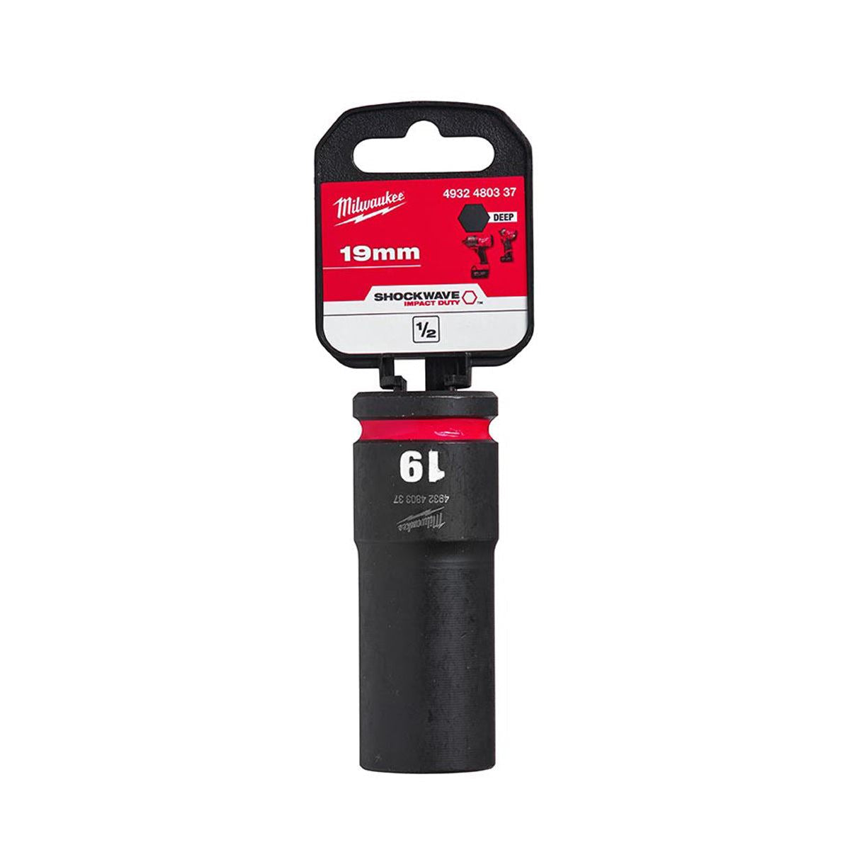 Milwaukee SHOCKWAVE 19mm 1/2” Drive Deep Impact Socket 4932480337