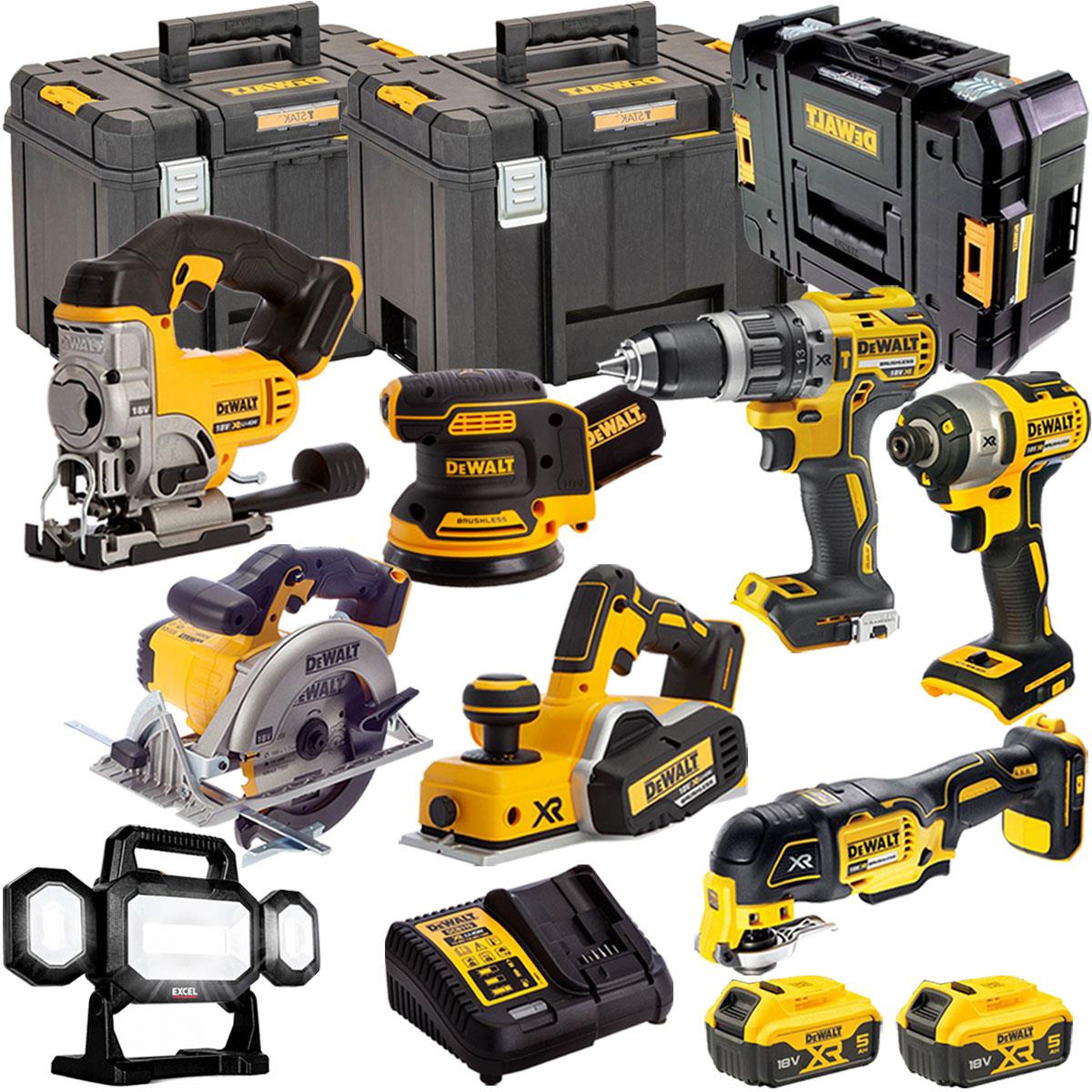 Dewalt 18V 8 Piece Power Tool Kit with 2 x 5.0Ah Batteries T4TKIT-498