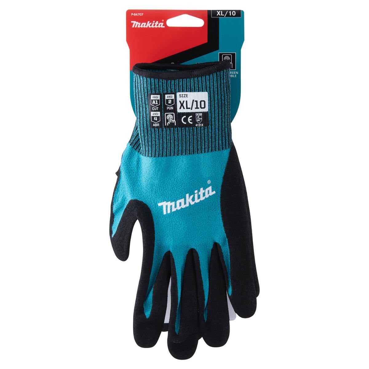 Makita P-84707 FitKnit Cut Level 1 Nitrile Coated Dipped Gloves Size X-Large