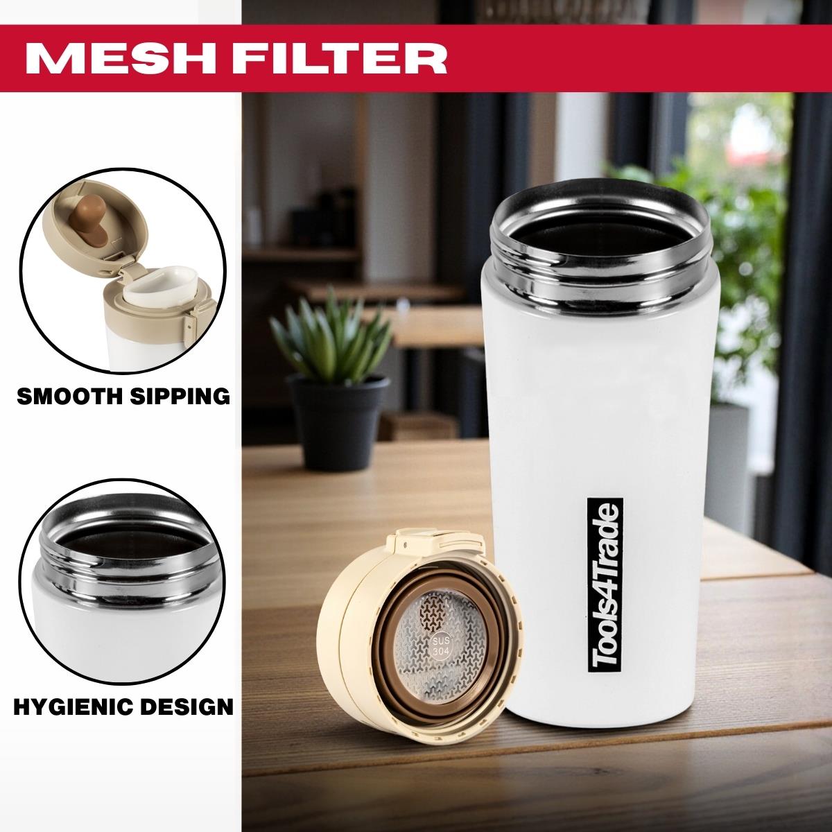 Tools4Trade Stainless Steel Thermal Coffee Mug - White (360ml)