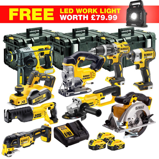 Dewalt DCKT4T10WLF 18V XR 10 Piece Power Tool Kit with 3 x 5.0Ah Batteries & Toughsystem Box
