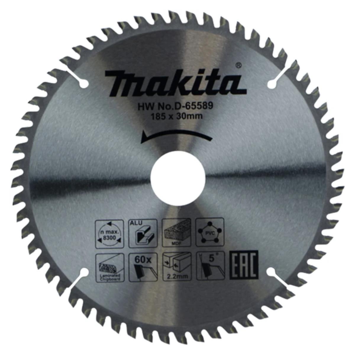 Makita D-65589 TCT Multi-Purpose Circular Saw Blade 185mm x 30mm x 60T