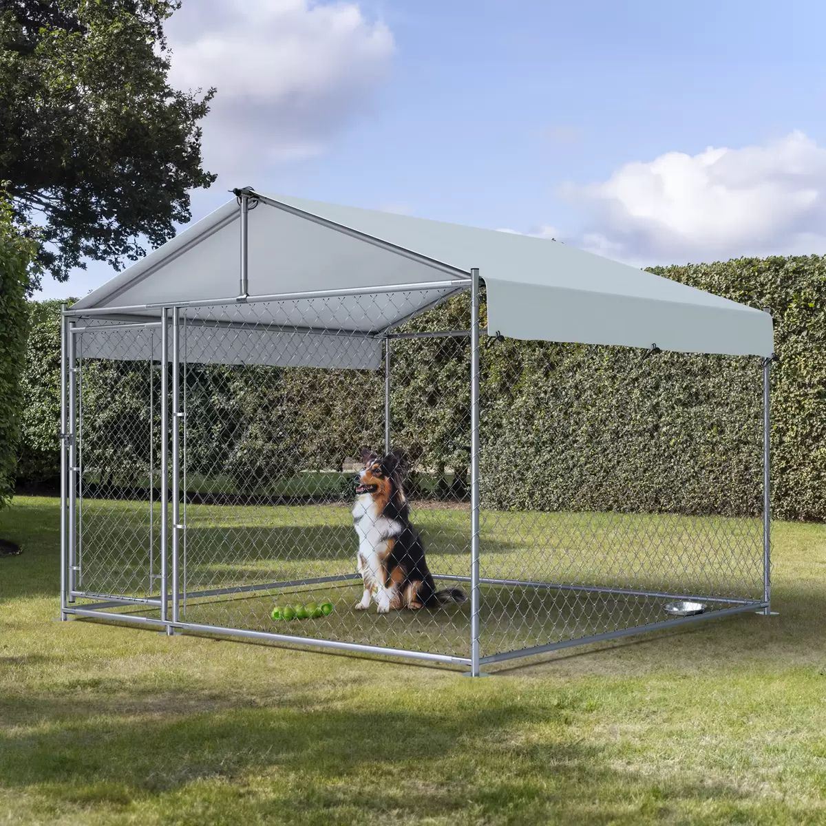 Sealey DG281 Dellonda 2 x 2 x 1.5m Dog Kennel, Galvanized Steel, Roof Cover & Chain Link Fencing