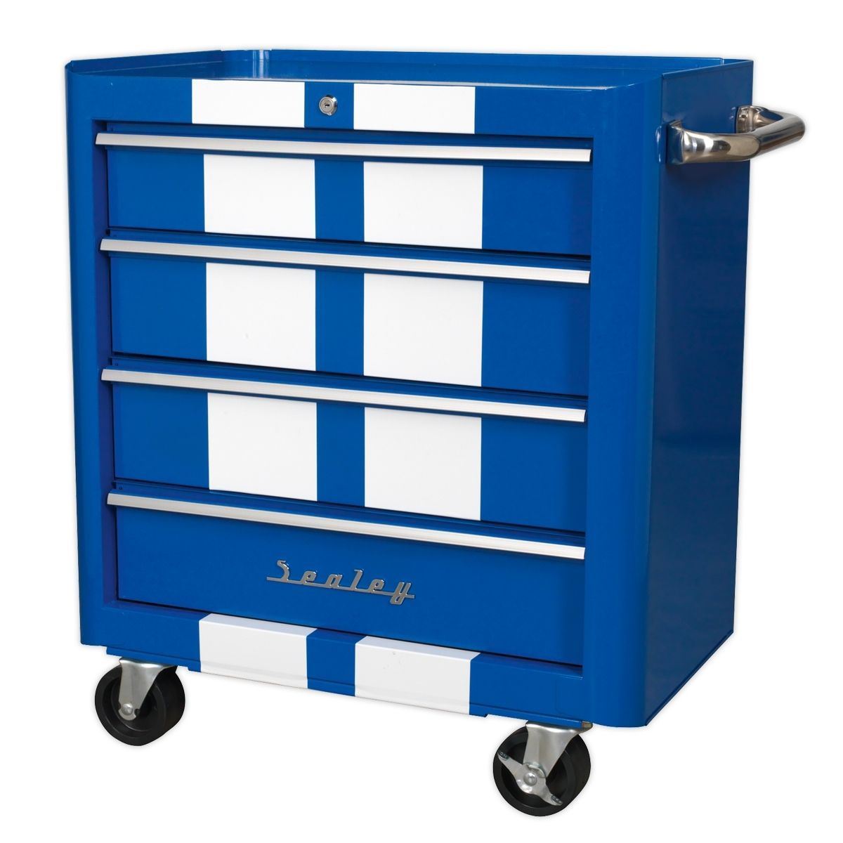 Sealey AP28204BWS 4 Drawer Retro Style Rollcab Blue with White Stripes